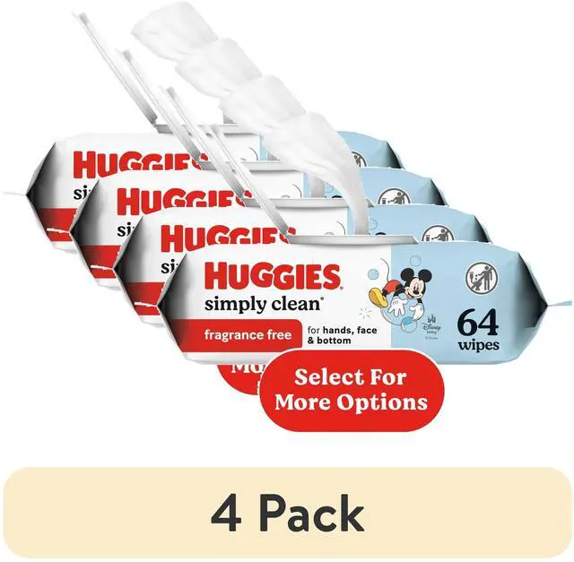 Alt view image 2 of 6 - (4 pack) Huggies Simply Clean Unscented Baby Wipes, 1 Pack, 64 Total Count (Select for More)