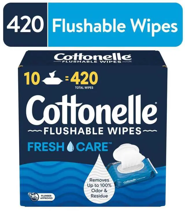 Main image of Cottonelle Fresh Care Flushable Wet Wipes, 10 Flip-Top Packs