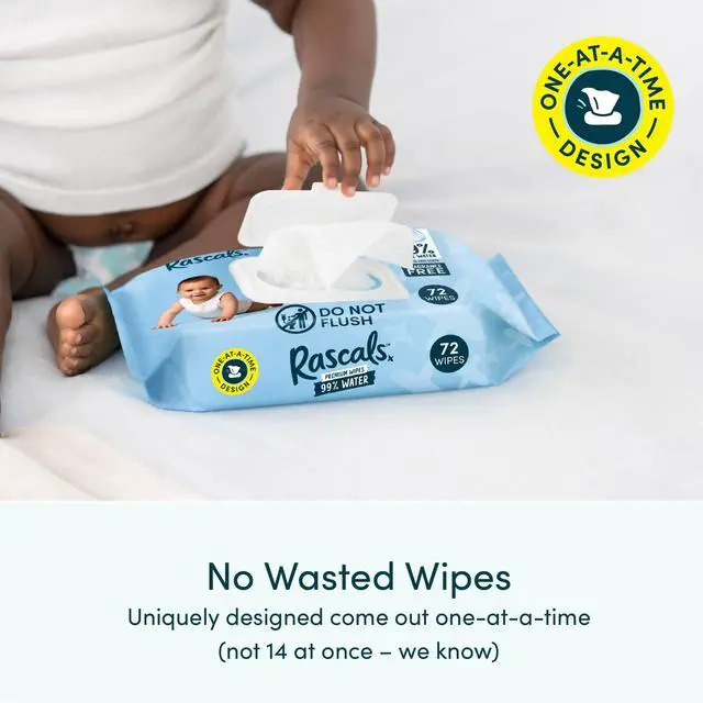 Alt view image 7 of 7 - Rascals 99% Water Premium Fragrance Free Baby Wipes, 216 Count