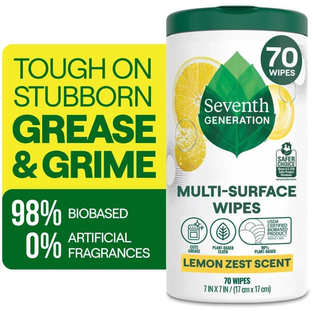 Main image of Seventh Generation Multi Surface All Purpose Cleaning Wipes, Lemon Zest, 70 Count