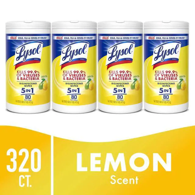 Alt view image 6 of 6 - Lysol Disinfecting Wipes, All Purpose Cleaner, Multi Surface Antibacterial Cleaning Wipes, Cleaning Supplies, Lemon & Lime Blossom Scent, 80 Count Each (Pack of 4)
