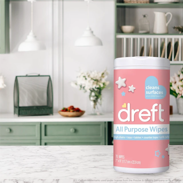 Alt view image 2 of 6 - Dreft All Purpose Baby Cleaning Wipes, 70 Count, Safe on Baby Essentials, Surface Clean