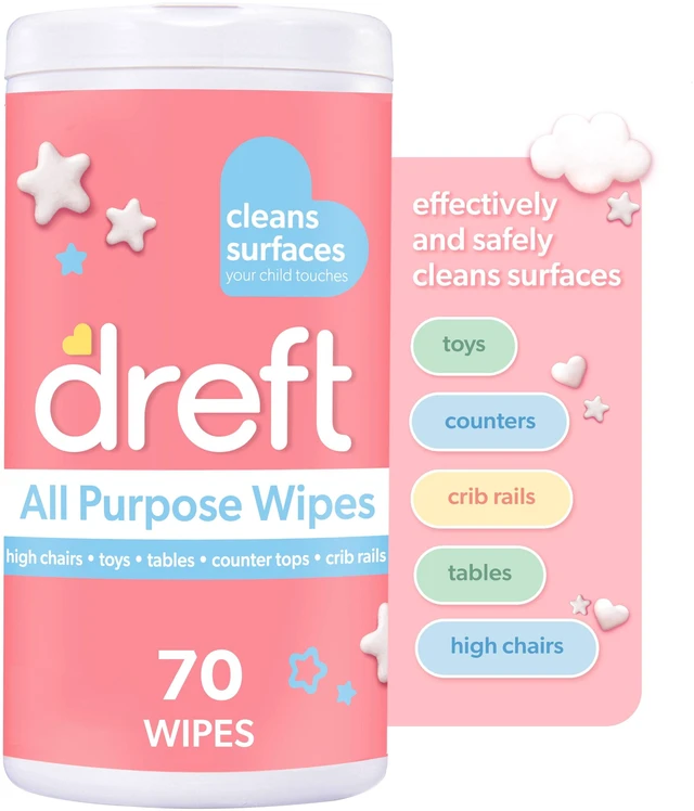Alt view image 4 of 6 - Dreft All Purpose Baby Cleaning Wipes, 70 Count, Safe on Baby Essentials, Surface Clean
