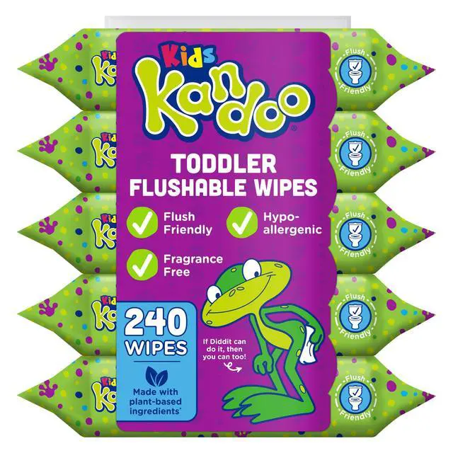 Alt view image 5 of 7 - Kandoo Kids Sensitive Flushable Cleansing Wet Wipes, Potty Training Aid, Fragrance Free, 240 Wipes