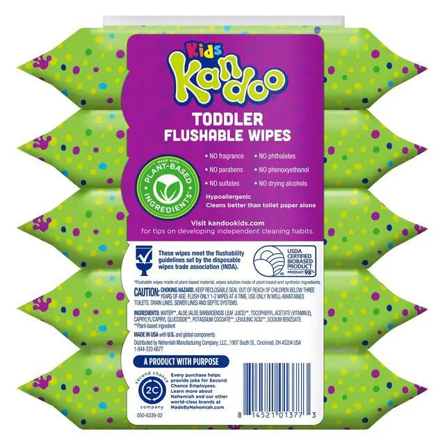 Alt view image 4 of 7 - Kandoo Kids Sensitive Flushable Cleansing Wet Wipes, Potty Training Aid, Fragrance Free, 240 Wipes