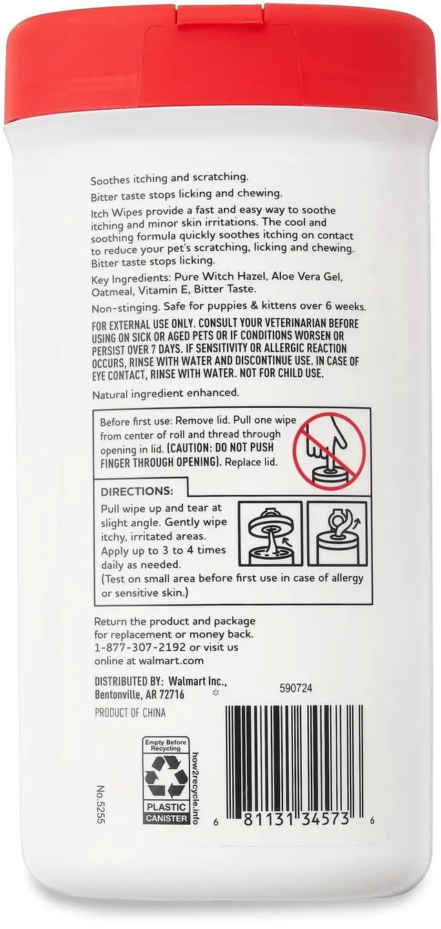 Alt view image 4 of 7 - Vibrant Life Itch Wipes with Aloe for Cats & Dogs, 30 Count