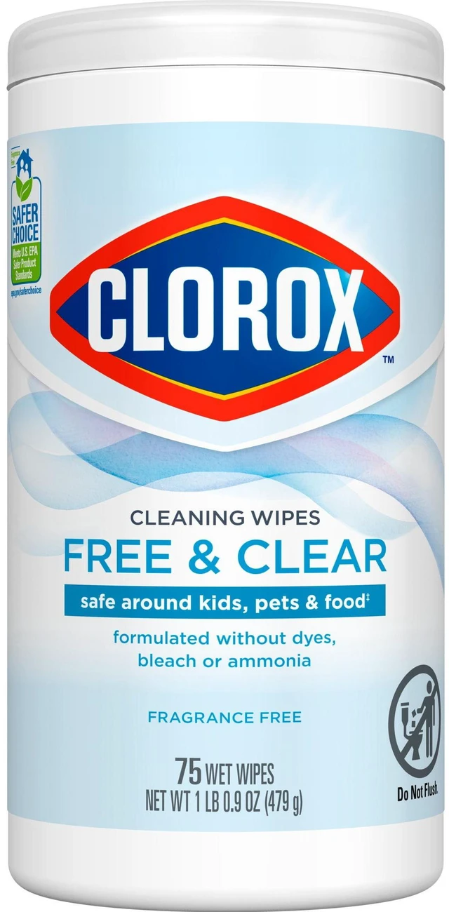 Main image of (2 pack) Clorox Free & Clear Cleaning Wipes, Fragrance Free, 75 Count