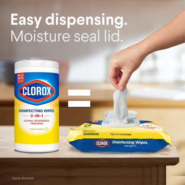 Alt view image 2 of 6 - Clorox Disinfecting Cleaning Wipes Flex Pack, Bleach Free, Crisp Lemon, 75 Count