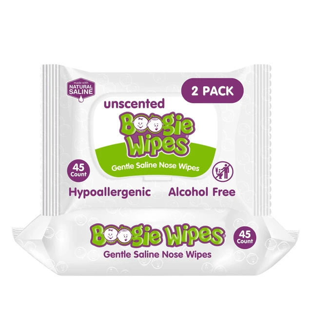 Alt view image 4 of 5 - Boogie Wipes Saline Nose Wipes, Hypoallergenic & Alcohol-Free, Unscented, 90 Count
