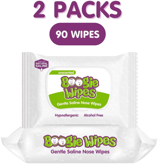 Main image of Boogie Wipes Saline Nose Wipes, Hypoallergenic & Alcohol-Free, Unscented, 90 Count