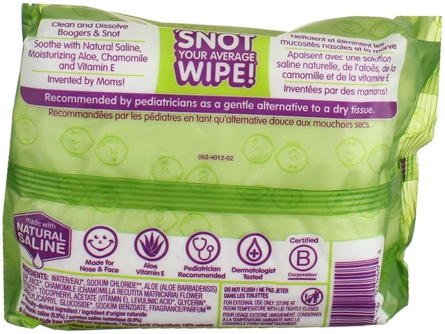 Main image of Boogie Wipes Saline Nose Wipes, Hypoallergenic & Alcohol-Free, Fresh Scent, 45 Count
