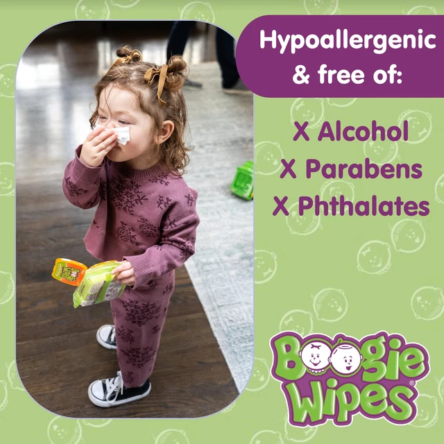 Alt view image 3 of 6 - Boogie Wipes Saline Nose Wipes, Hypoallergenic & Alcohol-Free, Fresh Scent, 45 Count