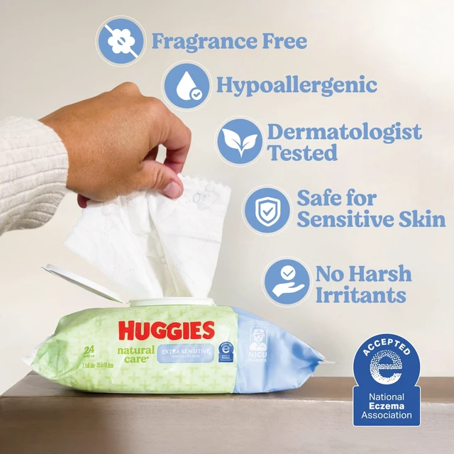 Alt view image 4 of 7 - Huggies Natural Care Extra Sensitive Baby Wipes, Unscented, 1 Flip-Top Pack (24 Wipes Total)