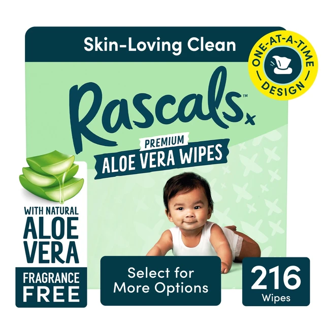 Alt view image 7 of 7 - Rascals Premium Aloe Vera Wipes, 216 Count