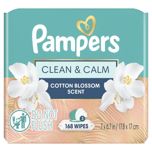 Alt view image 3 of 7 - Pampers Wipes, Clean & Calm, Cotton Blossom Scent, 168 Wipes Total (3X Pop-Top Packs)
