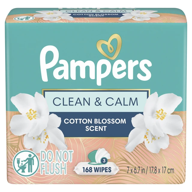 Alt view image 6 of 7 - Pampers Wipes, Clean & Calm, Cotton Blossom Scent, 168 Wipes Total (3X Pop-Top Packs)