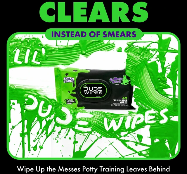 Alt view image 4 of 6 - LiL' DUDE Flushable Wipes, Extra Large Gummie Rears Wet Wipes, Gummy Bear Scent, 42 Count, 3 Pack