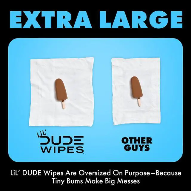 Alt view image 5 of 6 - LiL' DUDE Flushable Wipes, Extra Large Fragrance Free Wet Wipes, 126 Count, 3 Pack