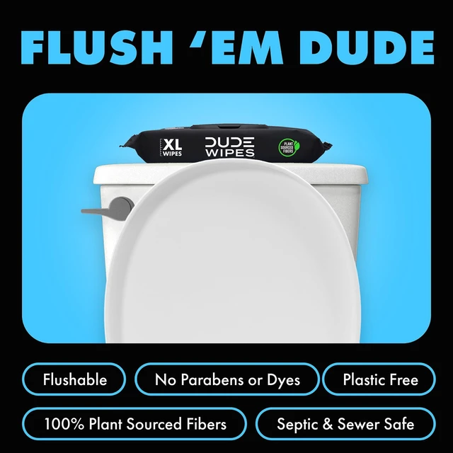 Main image of DUDE Wipes Flushable Wipes, XL Wet Wipes for At Home Use, Unscented, 48 Count, 6 Pack