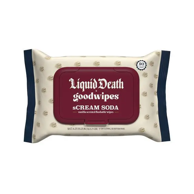 Alt view image 5 of 7 - goodwipes Flushable Butt Wipes, Liquid Death sCream Soda Scented, 3 Pack, 150 Total XL Wipes