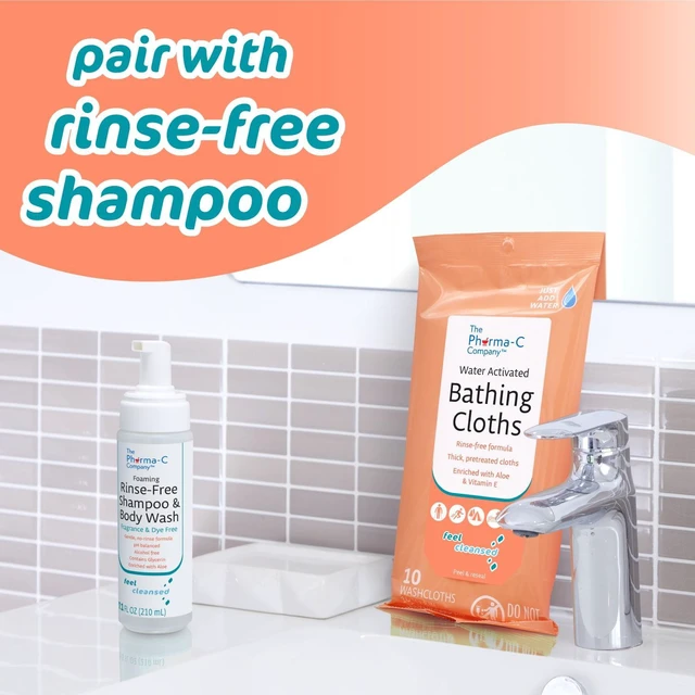 Alt view image 3 of 6 - (2 pack) Pharma-C Water-Activated No-Rinse Bathing Cloths, Fresh Scent, 10 Cloths