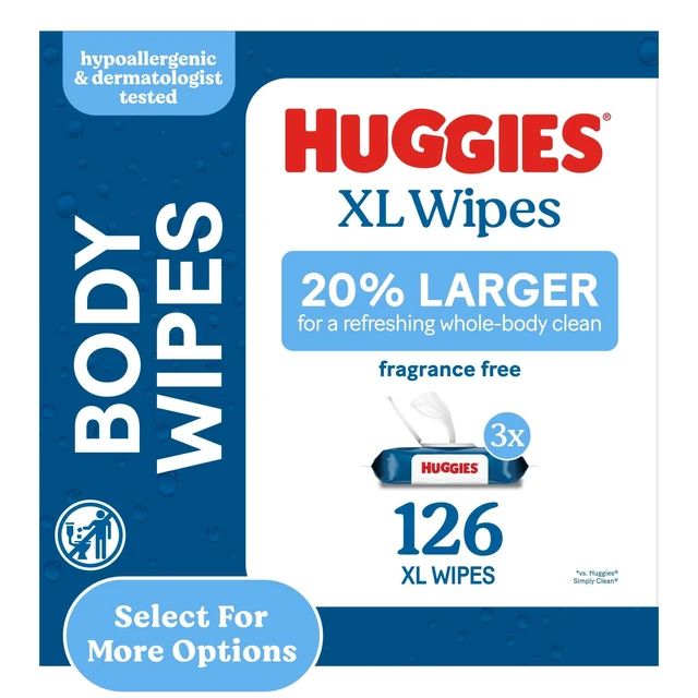 Alt view image 2 of 7 - Huggies Extra Large Unscented Wipes, 3 Flip-Top Packs, 126 Count