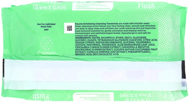 Alt view image 6 of 6 - Equate Exfoliating Cleansing Towelettes with Cucumber, Aloe, and Green Tea, 100 Count