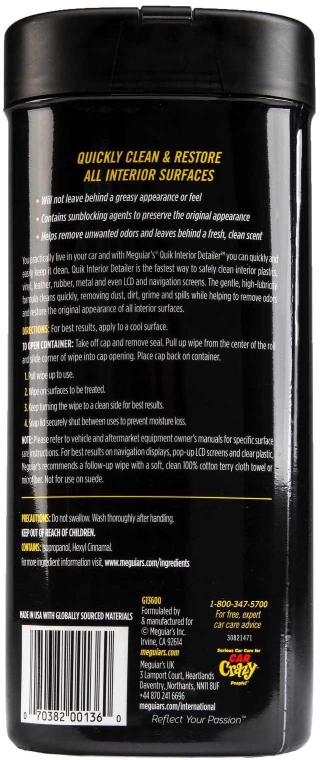 Alt view image 2 of 7 - Meguiar's Quik Interior Detailer Cleaner Wipes, G13600, 30 Wipes