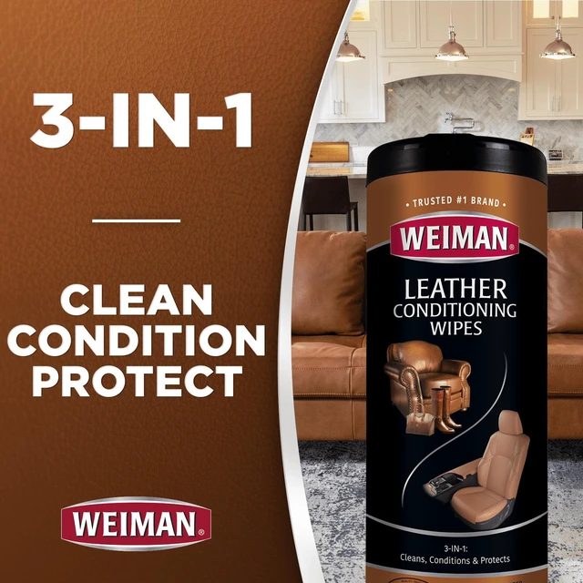 Alt view image 7 of 7 - Weiman 3-In-1 Leather Cleaner, Conditioner & Protection Wipes, 30 Count