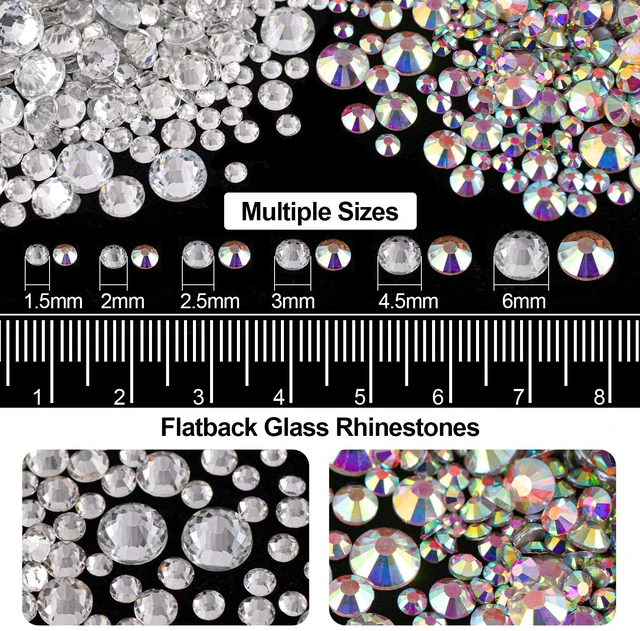 Alt view image 3 of 6 - Flat Back Rhinestone Kit with Colorful Rhinestones, Crystal AB & Transparent White Gems, Nail Gem, Quick Dry Glue, Picker Pencil, Tweezer for Face Makeup & Nail Art