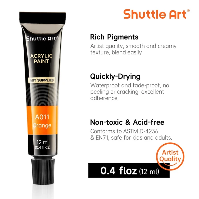 Alt view image 4 of 6 - Shuttle Art Acrylic Paint Set, 30 x 12ml Tubes, Artist Quality, Non Toxic, Rich Pigments, for Canvas Wood Clay Fabric Ceramic Crafts