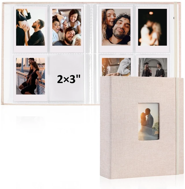 Main image of Vivinin 2-Pack Polaroid Photo Album, 2x3 Inch Pockets, 104 Pockets Holds 208 Pictures, Linen Hardcover, Off-white