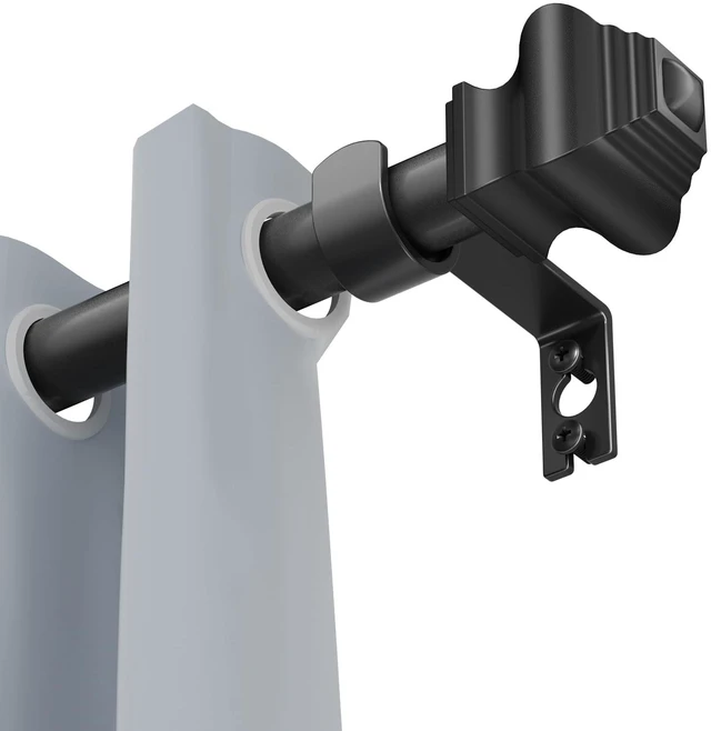 Main image of Matte Black Curtain Rod 35-47 Inch, 5/8 Inch Diameter, Adjustable Telescoping with Brackets for Bedroom Kitchen Study Living Room
