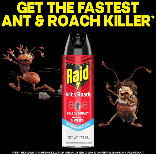 Alt view image 2 of 6 - Raid Ant & Roach Killer Spray, Fresh Scent, 17.5 oz, Kills Listed Bugs for Weeks