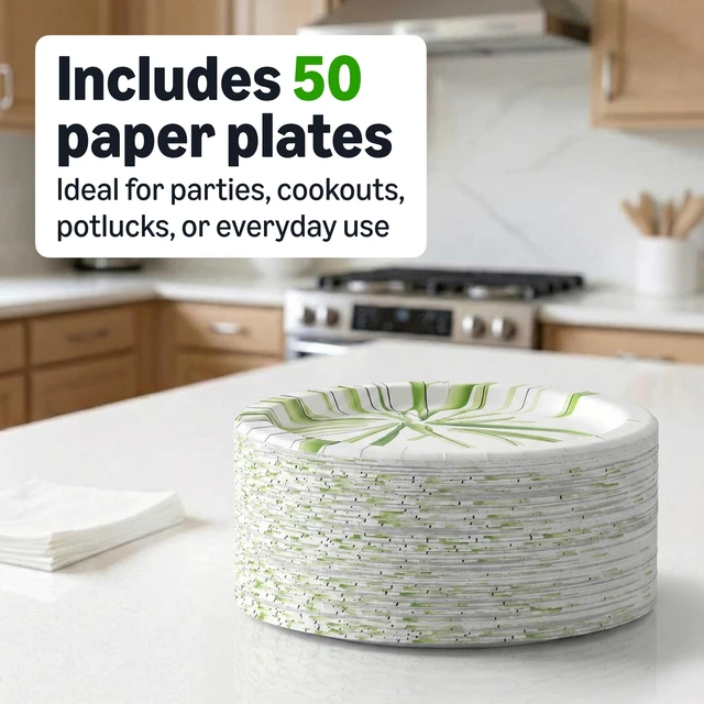Alt view image 5 of 6 - Amazon Basics Paper Plates 10 Inch Disposable 50 Count