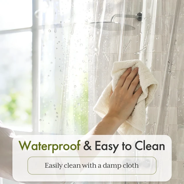 Alt view image 3 of 7 - Bathway Shower Curtain Liner Clear 72x72 PEVA Plastic Waterproof with 3 Magnets and 12 Rustproof Grommets, Lightweight Bathroom