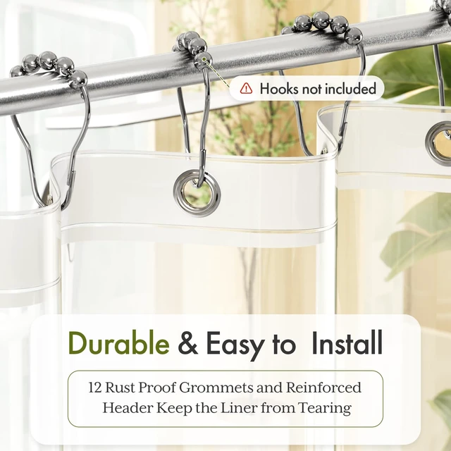 Alt view image 4 of 7 - Bathway Shower Curtain Liner Clear 72x72 PEVA Plastic Waterproof with 3 Magnets and 12 Rustproof Grommets, Lightweight Bathroom