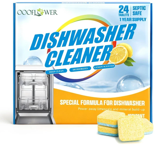 Main image of Dishwasher Cleaner & Deep Deodorizer Tablets, 24 Tabs, Lemon Scent