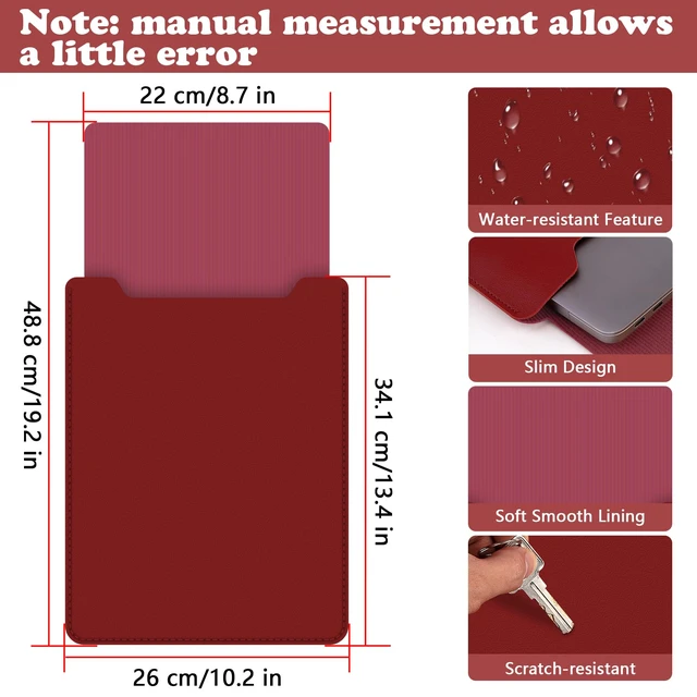 Alt view image 5 of 6 - BVYA 13.3-14" Sleeve, PU Leather Laptop Case Compatible with New MacBook Air 13.6/Pro/Max M2/M1 A2779 A2442 14, 13.5 Surface 5/4/3/2/1, Laptop 2022 Pro 14 Inch