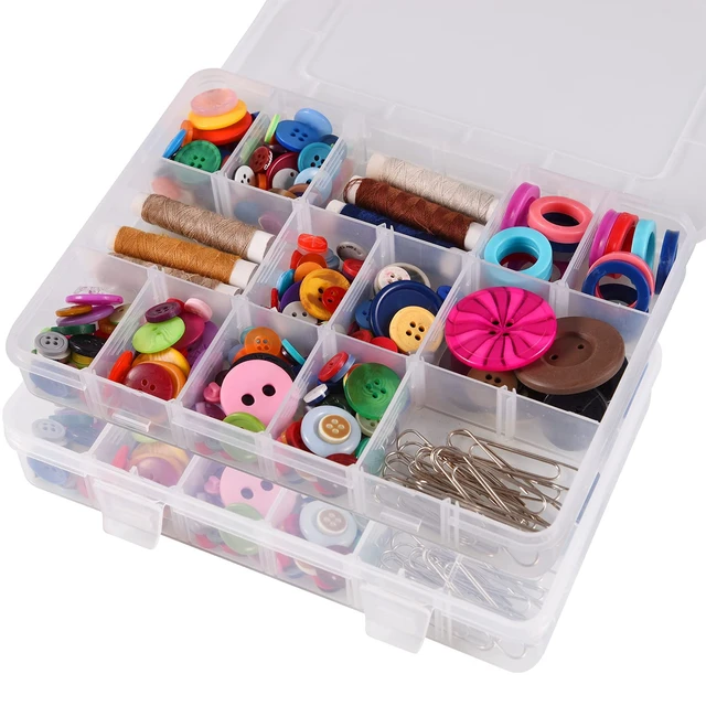 Alt view image 2 of 6 - Exptolii 18 Grids Plastic Organizer Box with Dividers, Clear Compartment Storage for Beads, Crafts, Jewelry, Fishing Tackles, 7.9 x 6.2 x 1.2 in