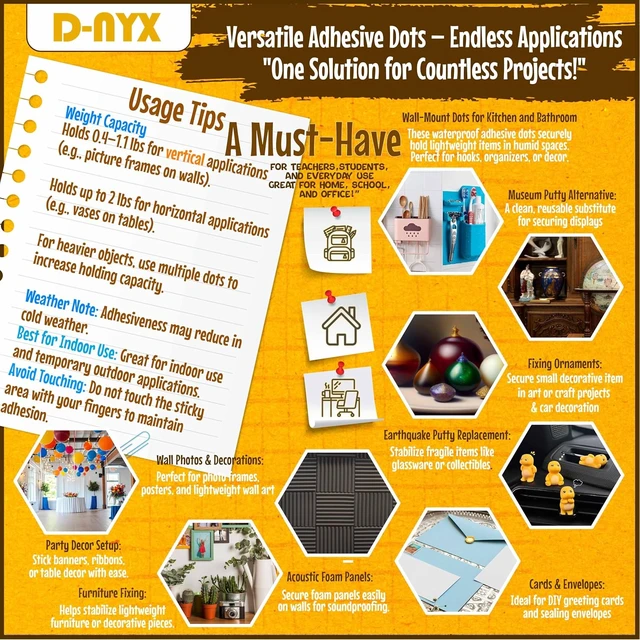 Alt view image 5 of 7 - D-NYX Double Sided Tape Adhesive Dots 350 Pack Removable Putty No Trace Clear Sticky Tac Blue Sticky Tack for Balloon Tassels Picture Hanging Strips