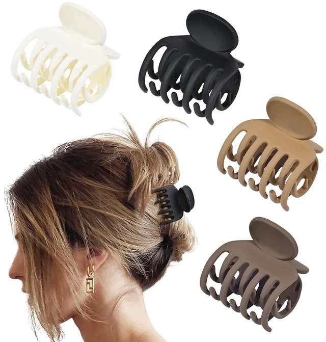 Main image of DEEKA Double Row Teeth Small Claw Hair Clips, 4 Pack, 1.6", Medium Matte Non-slip, for Thin and Short Hair Women and Girls