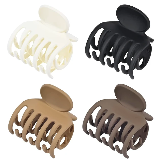 Alt view image 3 of 7 - DEEKA Double Row Teeth Small Claw Hair Clips, 4 Pack, 1.6", Medium Matte Non-slip, for Thin and Short Hair Women and Girls