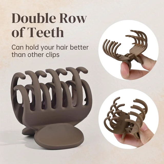 Alt view image 2 of 7 - DEEKA Double Row Teeth Small Claw Hair Clips, 4 Pack, 1.6", Medium Matte Non-slip, for Thin and Short Hair Women and Girls