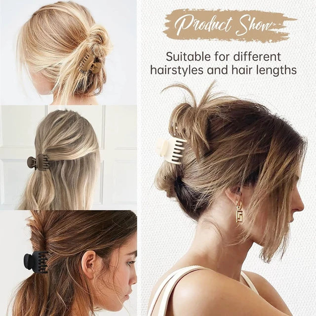 Alt view image 7 of 7 - DEEKA Double Row Teeth Small Claw Hair Clips, 4 Pack, 1.6", Medium Matte Non-slip, for Thin and Short Hair Women and Girls