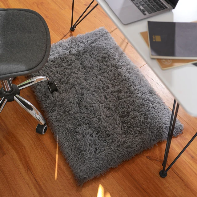 Alt view image 3 of 6 - Ophanie Small Rug Upgrade Non-Slip Throw Bedside Area Rug, Fluffy Soft Grey, 2x3 Ft, Indoor Door Entryway Mat, Nursery Home Decor