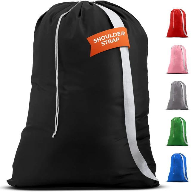 Main image of Handy Laundry Bag with Shoulder Strap, 30"x40", Extra Large, Black