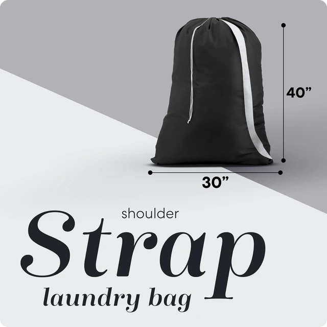 Alt view image 2 of 6 - Handy Laundry Bag with Shoulder Strap, 30"x40", Extra Large, Black