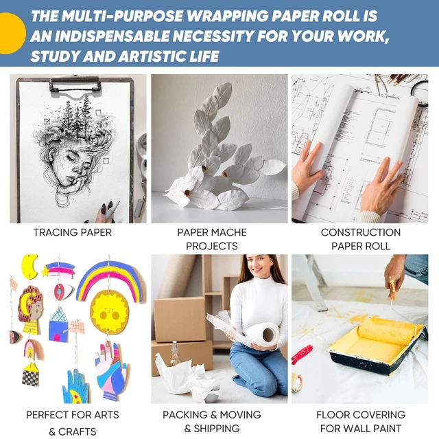 Alt view image 3 of 6 - White Kraft Wrapping Paper Roll 15" x 450" for Bulletin Board and Craft