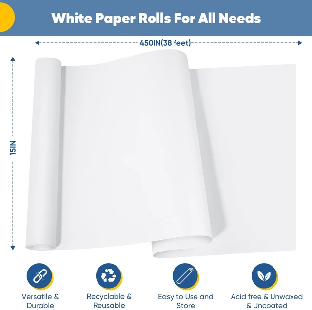 Alt view image 5 of 6 - White Kraft Wrapping Paper Roll 15" x 450" for Bulletin Board and Craft